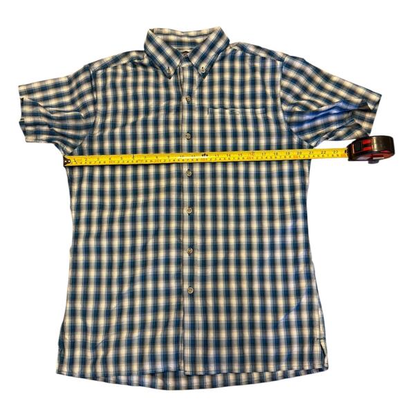 Eddie Bauer Blue Plaid Short Sleeve Button Front Shirt Size Small EUC - Picture 5 of 5
